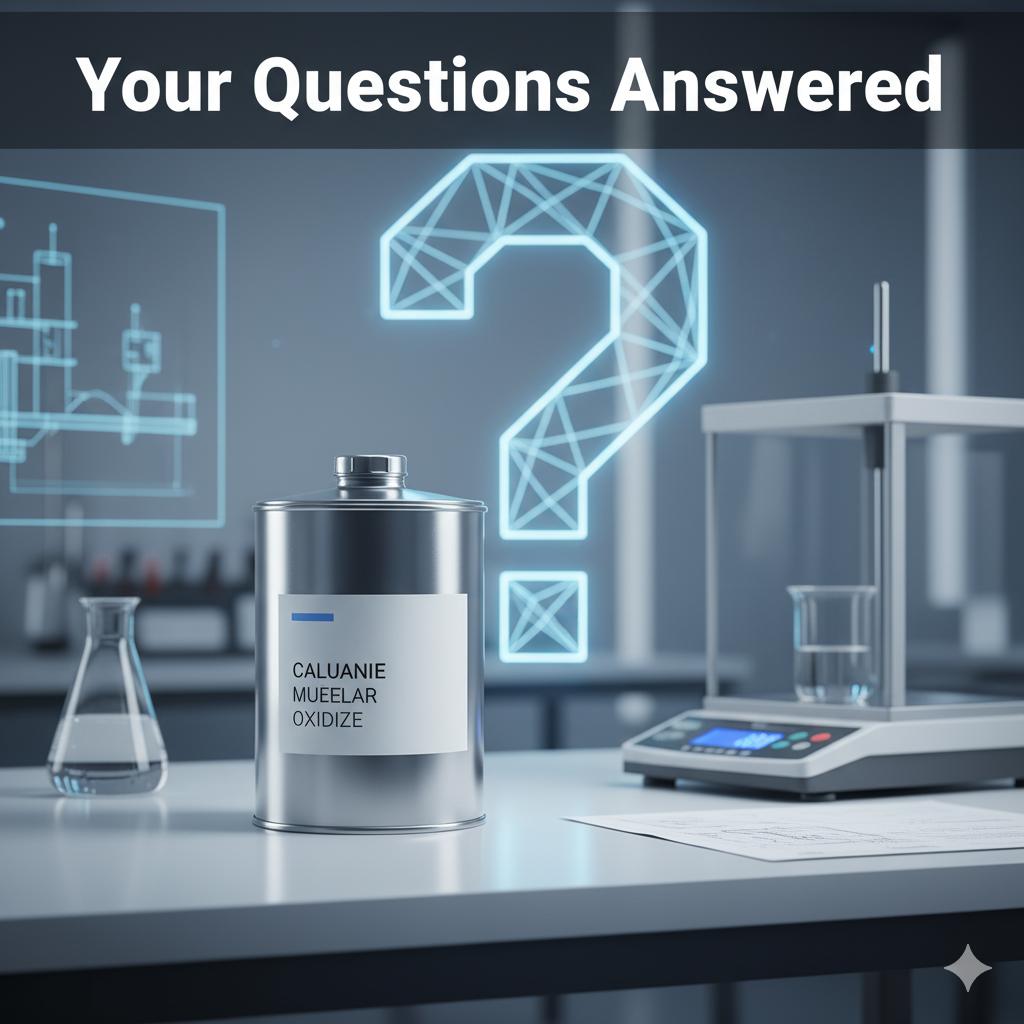 questions-before-buying-caluanie-muelear-oxidize A hero image with the headline "Your Questions Answered" in an industrial setting, symbolizing informed decision-making before purchasing Caluanie Muelear Oxidize.